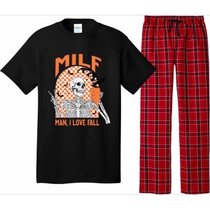 Milf I Love Fall Funny Skeleton Pumpkin Spice Funny Gift Pajama Set