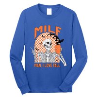 Milf I Love Fall Funny Skeleton Pumpkin Spice Funny Gift Long Sleeve Shirt