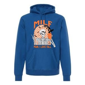 Milf I Love Fall Funny Skeleton Pumpkin Spice Funny Gift Premium Hoodie