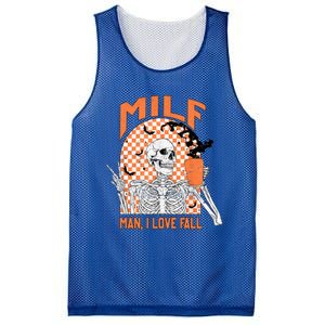 Milf I Love Fall Funny Skeleton Pumpkin Spice Funny Gift Mesh Reversible Basketball Jersey Tank