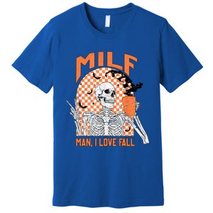 Milf I Love Fall Funny Skeleton Pumpkin Spice Funny Gift Premium T-Shirt