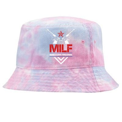 Milf I Love Firearms Gun Owners Patriotic Pro Usa Design Meaningful Gift Tie-Dyed Bucket Hat