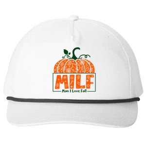 Milf I Love Fall Halloween Funny Pumpkin Design Great Gift Snapback Five-Panel Rope Hat