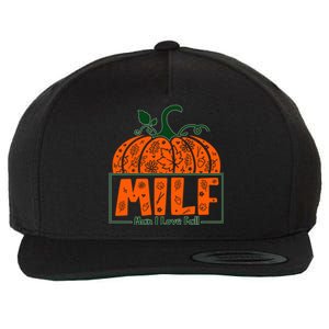 Milf I Love Fall Halloween Funny Pumpkin Design Great Gift Wool Snapback Cap