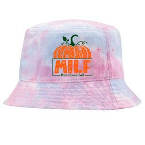 Milf I Love Fall Halloween Funny Pumpkin Design Great Gift Tie-Dyed Bucket Hat