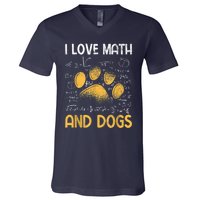 Mathematics I Love Dogs And Math V-Neck T-Shirt