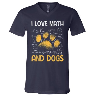 Mathematics I Love Dogs And Math V-Neck T-Shirt