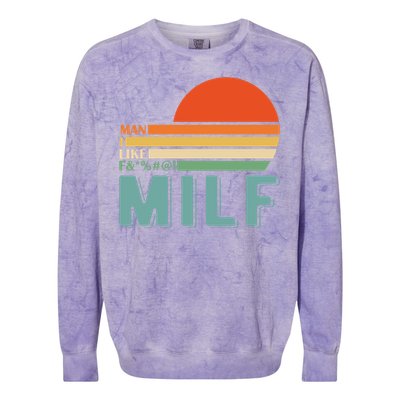 Milf I Love F Football I Heart Hot Moms I Heart Milfs Great Gift Colorblast Crewneck Sweatshirt