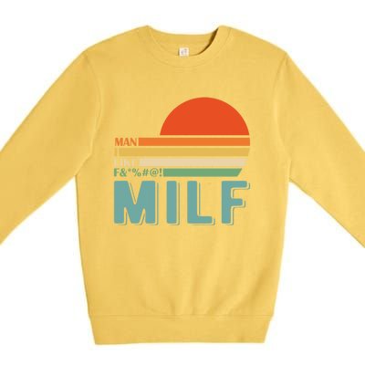 Milf I Love F Football I Heart Hot Moms I Heart Milfs Great Gift Premium Crewneck Sweatshirt