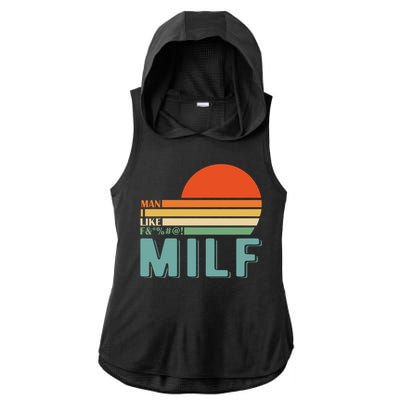 Milf I Love F Football I Heart Hot Moms I Heart Milfs Great Gift Ladies PosiCharge Tri-Blend Wicking Draft Hoodie Tank