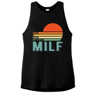 Milf I Love F Football I Heart Hot Moms I Heart Milfs Great Gift Ladies PosiCharge Tri-Blend Wicking Tank