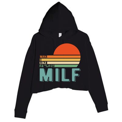 Milf I Love F Football I Heart Hot Moms I Heart Milfs Great Gift Crop Fleece Hoodie