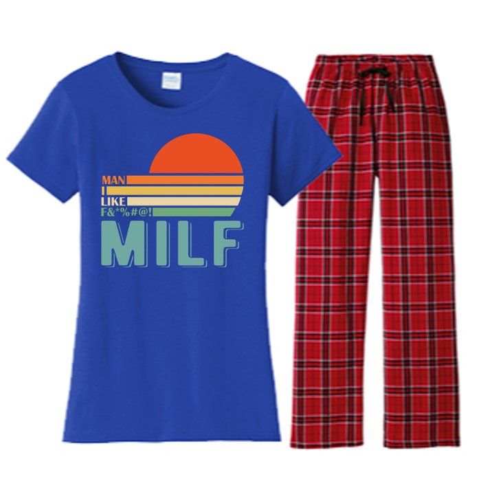 Milf I Love F Football I Heart Hot Moms I Heart Milfs Great Gift Women's Flannel Pajama Set