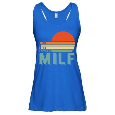 Milf I Love F Football I Heart Hot Moms I Heart Milfs Great Gift Ladies Essential Flowy Tank