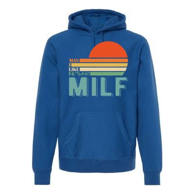 Milf I Love F Football I Heart Hot Moms I Heart Milfs Great Gift Premium Hoodie