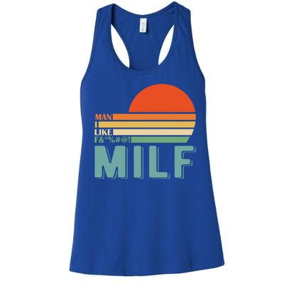 Milf I Love F Football I Heart Hot Moms I Heart Milfs Great Gift Women's Racerback Tank