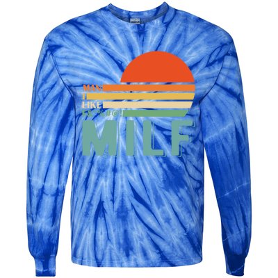 Milf I Love F Football I Heart Hot Moms I Heart Milfs Great Gift Tie-Dye Long Sleeve Shirt