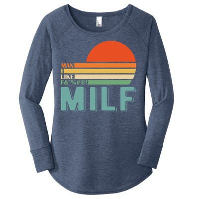 Milf I Love F Football I Heart Hot Moms I Heart Milfs Great Gift Women's Perfect Tri Tunic Long Sleeve Shirt