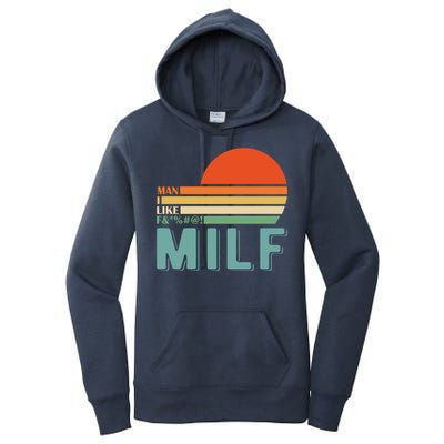 Milf I Love F Football I Heart Hot Moms I Heart Milfs Great Gift Women's Pullover Hoodie