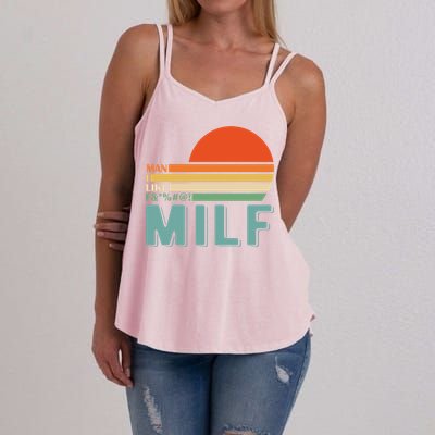 Milf I Love F Football I Heart Hot Moms I Heart Milfs Great Gift Women's Strappy Tank