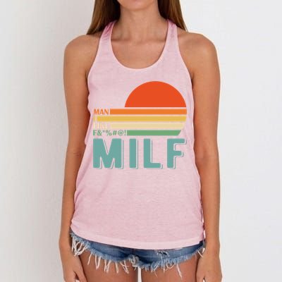 Milf I Love F Football I Heart Hot Moms I Heart Milfs Great Gift Women's Knotted Racerback Tank