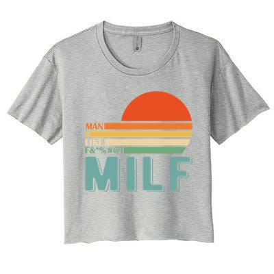 Milf I Love F Football I Heart Hot Moms I Heart Milfs Great Gift Women's Crop Top Tee