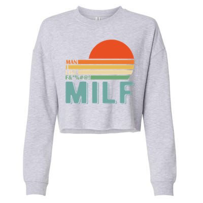 Milf I Love F Football I Heart Hot Moms I Heart Milfs Great Gift Cropped Pullover Crew