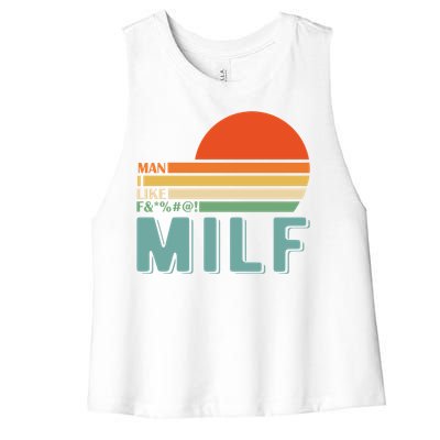 Milf I Love F Football I Heart Hot Moms I Heart Milfs Great Gift Women's Racerback Cropped Tank