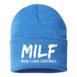 Man I Love Football Funny MILF Sustainable Knit Beanie