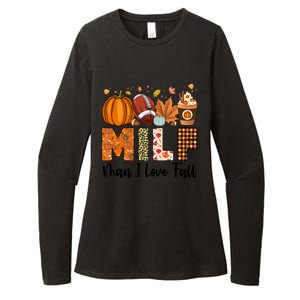 Milf I Love Fall Football Maple Leaf Pumpkin Spice Latte Meaningful Gift Womens CVC Long Sleeve Shirt