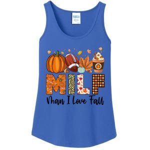 Milf I Love Fall Football Maple Leaf Pumpkin Spice Latte Meaningful Gift Ladies Essential Tank