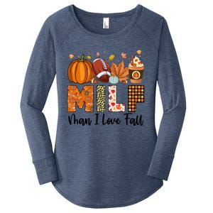 Milf I Love Fall Football Maple Leaf Pumpkin Spice Latte Meaningful Gift Women's Perfect Tri Tunic Long Sleeve Shirt