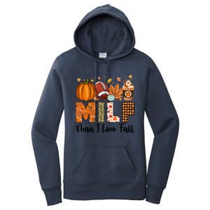 Milf I Love Fall Football Maple Leaf Pumpkin Spice Latte Meaningful Gift Women's Pullover Hoodie