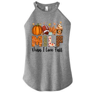 Milf I Love Fall Football Maple Leaf Pumpkin Spice Latte Meaningful Gift Women's Perfect Tri Rocker Tank