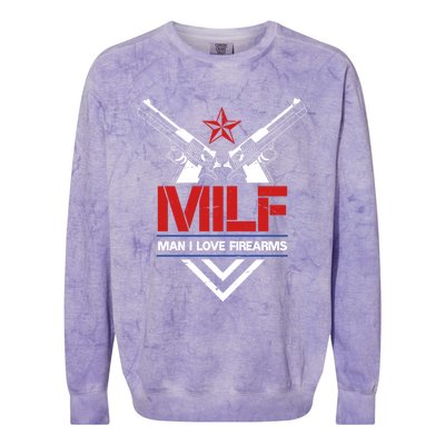 Milf I Love Firearms Gun Owners Patriotic Pro Usa Design Meaningful Gift Colorblast Crewneck Sweatshirt