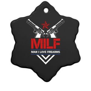 Milf I Love Firearms Gun Owners Patriotic Pro Usa Design Meaningful Gift Ceramic Star Ornament