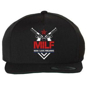 Milf I Love Firearms Gun Owners Patriotic Pro Usa Design Meaningful Gift Wool Snapback Cap