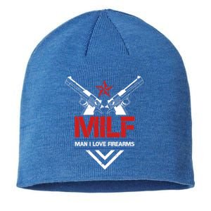 Milf I Love Firearms Gun Owners Patriotic Pro Usa Design Meaningful Gift Sustainable Beanie