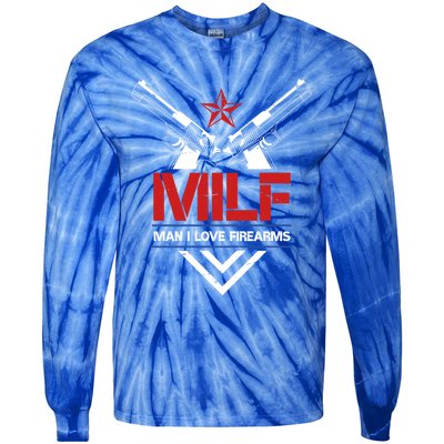 Milf I Love Firearms Gun Owners Patriotic Pro Usa Design Meaningful Gift Tie-Dye Long Sleeve Shirt