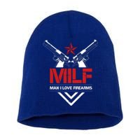 Milf I Love Firearms Gun Owners Patriotic Pro Usa Design Meaningful Gift Short Acrylic Beanie