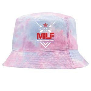 Milf I Love Firearms Gun Owners Patriotic Pro Usa Design Meaningful Gift Tie-Dyed Bucket Hat