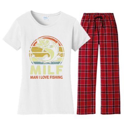  Man I Love Fishing Fly Fish Fisherman Funny Bass Dad  Women's Flannel Pajama Set