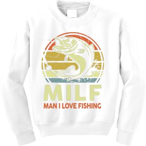  Man I Love Fishing Fly Fish Fisherman Funny Bass Dad  Kids Sweatshirt