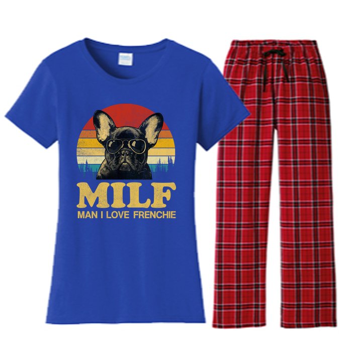 Milf I Love Frenchie Funny Saying French Bulldog Lovers Cool Gift Women's Flannel Pajama Set