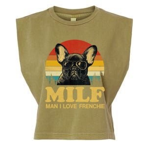 Milf I Love Frenchie Funny Saying French Bulldog Lovers Cool Gift Garment-Dyed Women's Muscle Tee