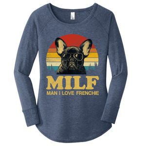 Milf I Love Frenchie Funny Saying French Bulldog Lovers Cool Gift Women's Perfect Tri Tunic Long Sleeve Shirt