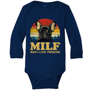 Milf I Love Frenchie Funny Saying French Bulldog Lovers Cool Gift Baby Long Sleeve Bodysuit