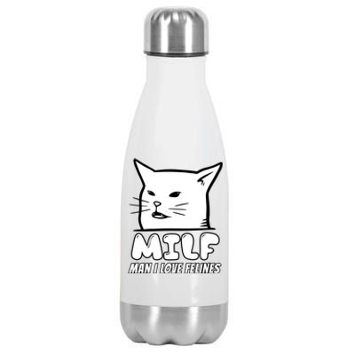 Man I Love Felines Arguing With Cat Meme Funny Gag Bw Meaningful Gift Stainless Steel Insulated Water Bottle