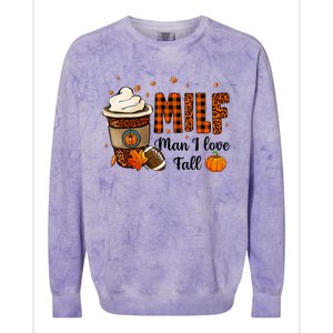 Milf I Love Fall Football Lover Pumpkin Spice Great Gift Colorblast Crewneck Sweatshirt