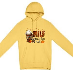 Milf I Love Fall Football Lover Pumpkin Spice Great Gift Premium Pullover Hoodie